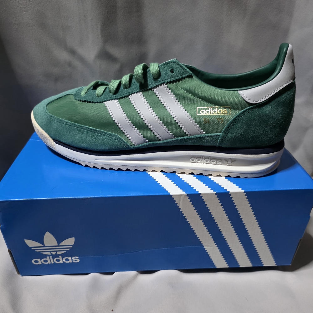 Adidas Men's Green and White Sneakers